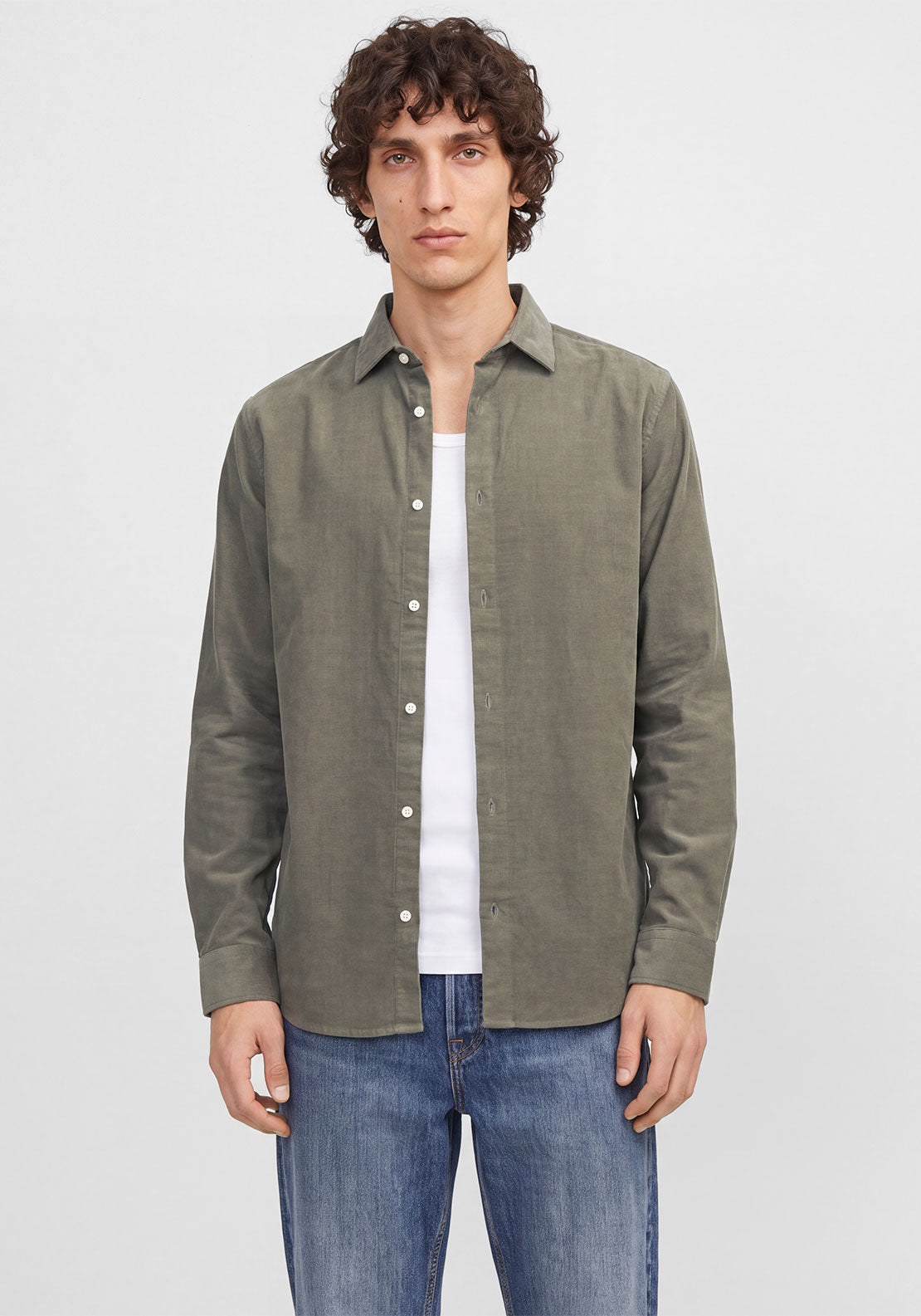 Jack & Jones Parker Corduroy Shirt, Olive Green