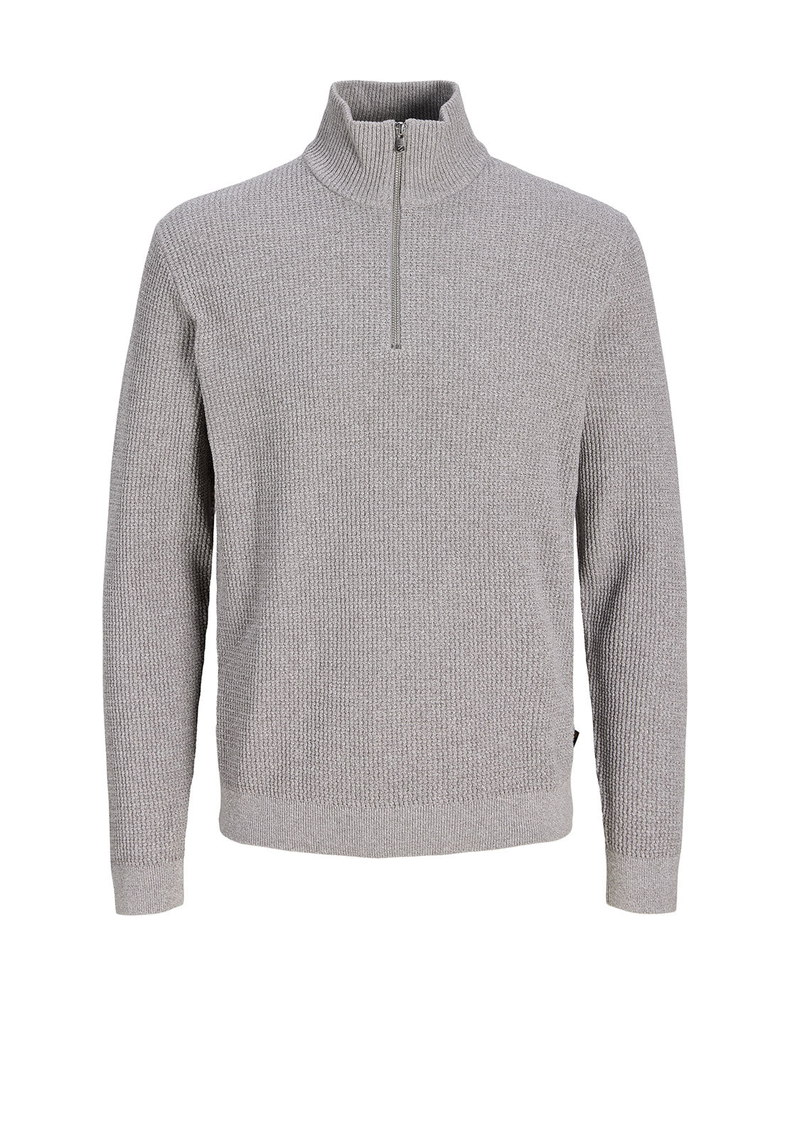 Jack & Jones Stanley Quarter Zip Knit Jumper, Grey