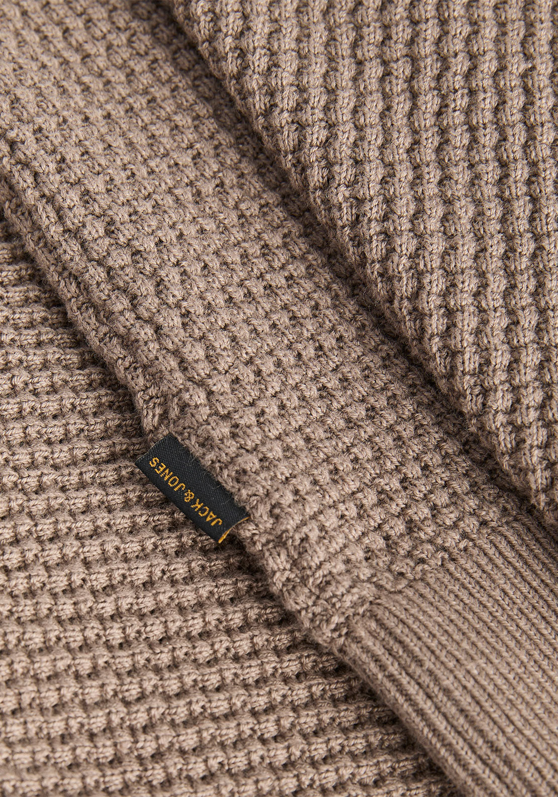 Jack & Jones Stanley Quarter Zip Knit Jumper, Taupe