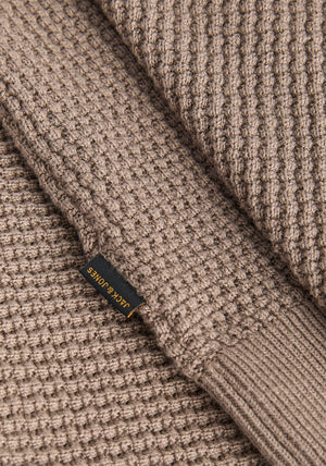 Jack & Jones Stanley Quarter Zip Knit Jumper, Taupe