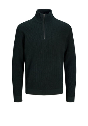 Jack & Jones Stanley Quarter Zip Knit Jumper, Dark Green