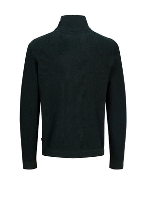 Jack & Jones Stanley Quarter Zip Knit Jumper, Dark Green