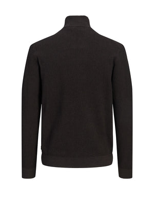 Jack & Jones Stanley Quarter Zip Knit Jumper, Dark Brown