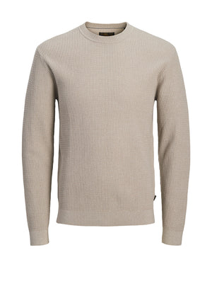 Jack & Jones Stanley Crew Neck Knit Jumper, Beige