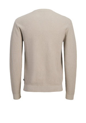 Jack & Jones Stanley Crew Neck Knit Jumper, Beige