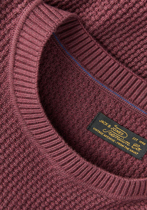 Jack & Jones Stanley Crew Neck Knit Jumper, Wine