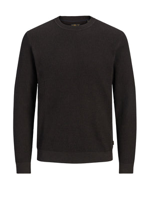 Jack & Jones Stanley Crew Neck Knit Jumper, Dark Brown