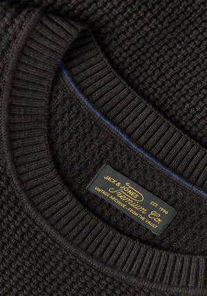 Jack & Jones Stanley Crew Neck Knit Jumper, Dark Brown