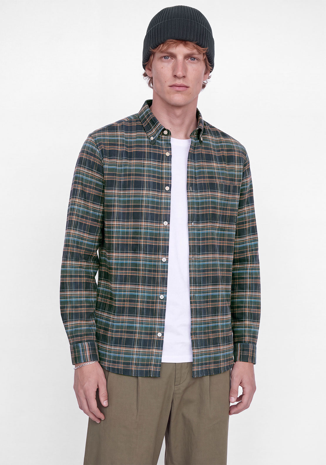 Jack & Jones Stanley Flannel Check Shirt, Forest Green