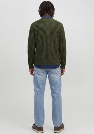 Jack & Jones Axon Crew Neck Knit Jumper, Forest Green