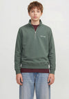 Jack & Jones Boy Norrebro Long Half Zip  Sweater, Green
