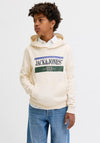 Jack & Jones Boy Fredrick Graphic Long Sleeve Hoodie, Cream