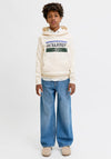 Jack & Jones Boy Fredrick Graphic Long Sleeve Hoodie, Cream
