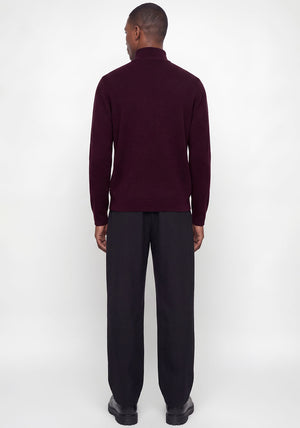 Jack & Jones Milano Stitch Knit Quarter Zip Sweater, Wine