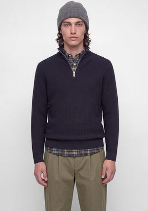 Jack & Jones Stanley Quarter Zip Knit Jumper, Dark Navy
