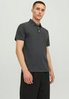 Jack & Jones Paulos Plain Polo Shirt, Dark Grey Melange