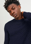Jack & Jones Steen Structure Knit Sweater, Maritime Blue