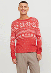 Jack & Jones Holly Xmas Knit Jumper, Rococco Red