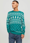 Jack & Jones Holly Xmas Knit Jumper, Alpine Green