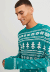 Jack & Jones Holly Xmas Knit Jumper, Alpine Green