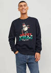 Jack & Jones Xmas Santa Snowman Sweatshirt, Sky Captain