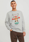 Jack & Jones Xmas Santa Reindeer Sweatshirt, Light Grey Melange