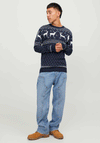 Jack & Jones Holly Xmas Knit Jumper, Sky Captain
