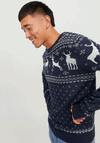 Jack & Jones Holly Xmas Knit Jumper, Sky Captain