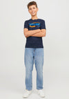 Jack & Jones Boys Lack Short Sleeve Tee, Navy Blazer