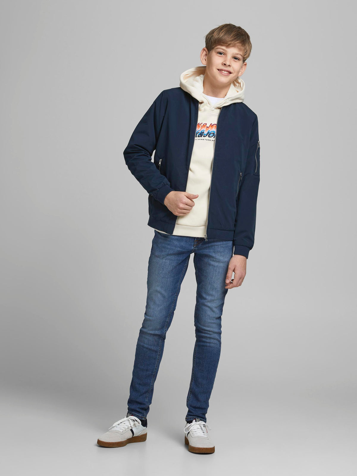 Jack & Jones Boys Rush Bomber Jacket, Navy Blazer