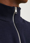 Jack & Jones Milano Textured Knit Half Zip Sweater, Navy