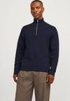 Jack & Jones Milano Textured Knit Half Zip Sweater, Navy