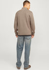 Jack & Jones Milano Textured Knit Half Zip Sweater, Greige