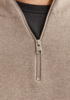 Jack & Jones Milano Textured Knit Half Zip Sweater, Greige