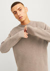 Jack & Jones Milano Stitch Knit Crew Neck Sweater, Greige