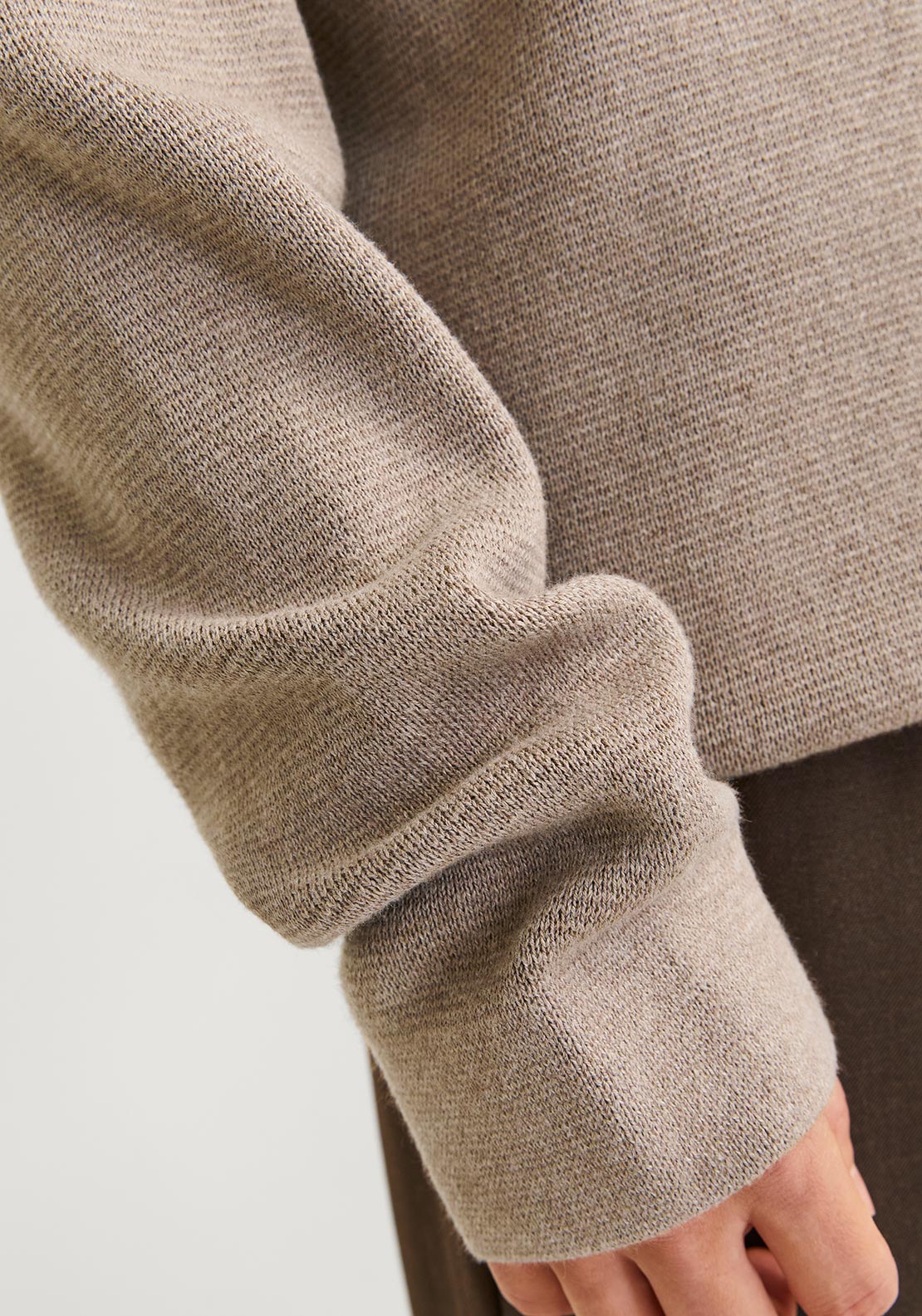 Jack & Jones Milano Stitch Knit Crew Neck Sweater, Greige