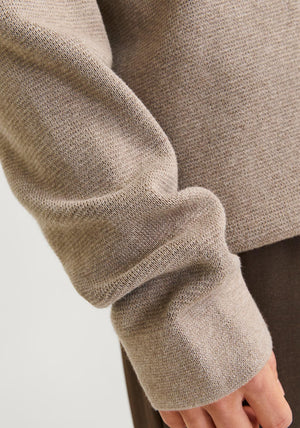 Jack & Jones Milano Stitch Knit Crew Neck Sweater, Greige