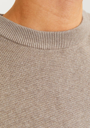 Jack & Jones Milano Stitch Knit Crew Neck Sweater, Greige