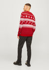 Jack & Jones Christmas Gabriel Knit Crew Neck Sweater, Scarlet