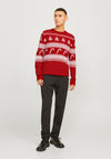 Jack & Jones Christmas Gabriel Knit Crew Neck Sweater, Scarlet