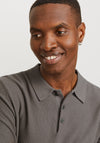 Jack & Jones Long Sleeve Knit Polo Shirt, Falcon Grey