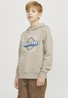 Jack & Jones Boy Logo Sweat Long Sleeve Hoodie, Moonbeam