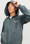 Jack & Jones Ester Full Zip Hoodie, Grey Blue