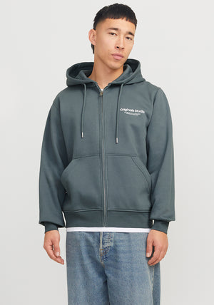 Jack & Jones Ester Full Zip Hoodie, Grey Blue