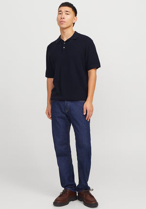 Jack & Jones Cooper Knit Polo Shirt, Night Sky Navy