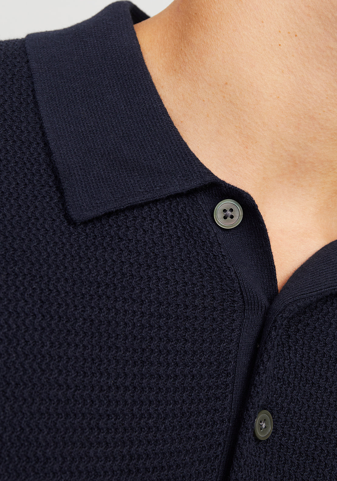 Jack & Jones Cooper Knit Polo Shirt, Night Sky Navy