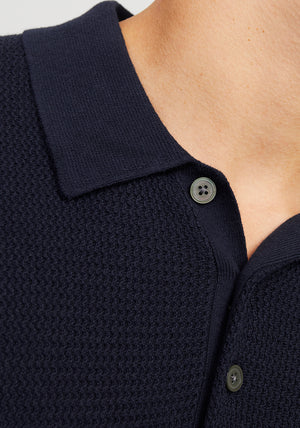 Jack & Jones Cooper Knit Polo Shirt, Night Sky Navy