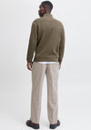 Jack & Jones Milano Textured Knit Half Zip Sweater, Stone Grey