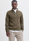 Jack & Jones Milano Textured Knit Half Zip Sweater, Stone Grey