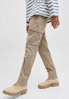 Jack & Jones Arthur Dobby Cotton Cargo Trousers, Beige